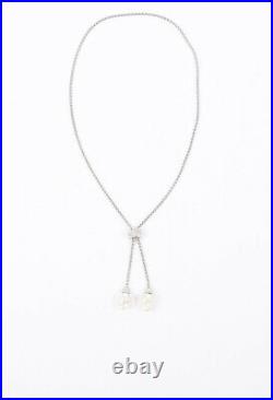 Judith Ripka Sterling Silver Pearl Cubic Zirconia Lariat Necklace