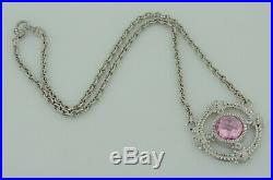 Judith Ripka Sterling Silver Pink Crystal and Cubic Zirconia Necklace