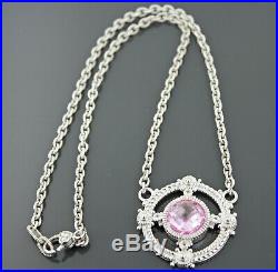 Judith Ripka Sterling Silver Pink Crystal and Cubic Zirconia Necklace