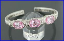 Judith Ripka Sterling Silver Pink Cubic Zirconia Open Cuff Bracelet