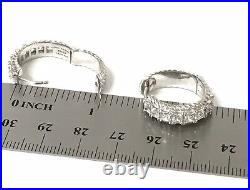 Judith Ripka Sterling Silver Princess Cut Cubic Zirconia Hoop Earrings