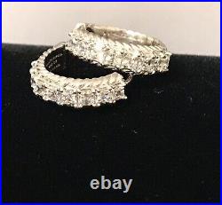 Judith Ripka Sterling Silver Princess Cut Cubic Zirconia Hoop Earrings