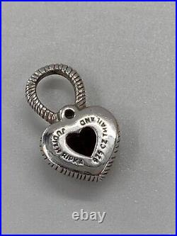 Judith Ripka Sterling Silver Red Garnet Heart Charm Cubic Zirconia Stone Pendant