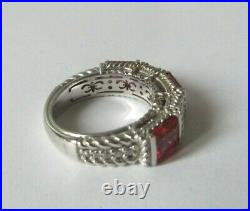 Judith Ripka Sterling Silver Ruby and Cubic Zirconia Band Ring Size 9