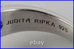 Judith Ripka Sterling Silver Smoky Topaz & Cubic Zirconia Size 7 Ring (11.5g)