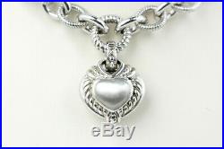 Judith Ripka Sterling Silver and Cubic Zirconia Puffy Heart Chain Necklace 97