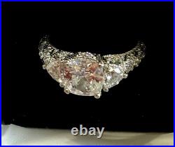 Judith Ripka Stunning Sterling Silver Cubic Zirconia Cz Statement Ring Size=9