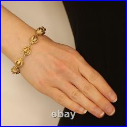 Judith Ripka Textured Ball Link Bracelet 7 3/4 -Sterling Silver Gold Plated CZs