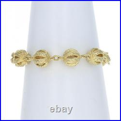 Judith Ripka Textured Ball Link Bracelet 7 3/4 -Sterling Silver Gold Plated CZs