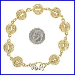 Judith Ripka Textured Ball Link Bracelet 7 3/4 -Sterling Silver Gold Plated CZs