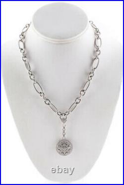 Judith Ripka Womens Necklace Sterling Silver Cubic Zirconia Floral Pendant