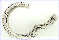 Judith Ripka heavy Sterling silver chunky Cubic Zirconia hinged cuff bracelet