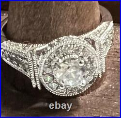 Kay Jewelers JWBR Sterling Silver Cubic Zirconia Ring Halo Cut Sz 7 NWT WOW