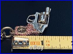 King Baby Sterling Silver Pink Cubic Zirconia QB Revolver Pendant KB Necklace