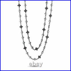 King Baby Sterling Silver and Black Cubic Zirconia MB Cross Necklace