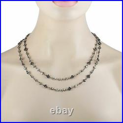 King Baby Sterling Silver and Black Cubic Zirconia MB Cross Necklace