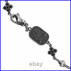 King Baby Sterling Silver and Black Cubic Zirconia MB Cross Necklace