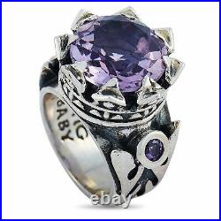 King Baby Sterling Silver and Lavender Cubic Zirconia Crown Ring