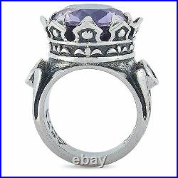 King Baby Sterling Silver and Lavender Cubic Zirconia Crown Ring