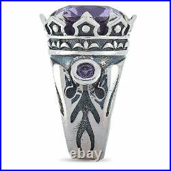 King Baby Sterling Silver and Lavender Cubic Zirconia Crown Ring