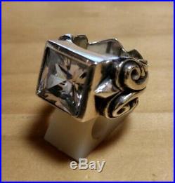King Baby Studio Sterling Silver 925 White Cubic Zirconia Square Ring USA Size 8