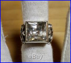 King Baby Studio Sterling Silver 925 White Cubic Zirconia Square Ring USA Size 8