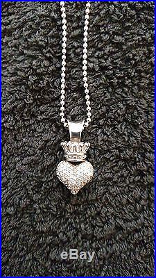 King Queen Baby Crowned Heart Pendant 925 Sterling Silver Cubic Zirconia