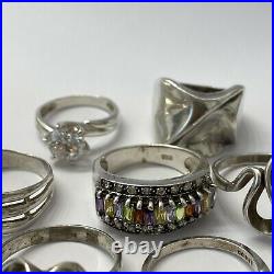 LOT of 10 Vintage Sterling Silver? Cubic Zirconia Amethyst Gemstone Rings