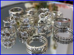 LOT of 13 Vintage Sterling Silver Cubic zirconia rings 44. G ESTATE