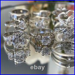 LOT of 13 Vintage Sterling Silver Cubic zirconia rings 44. G ESTATE