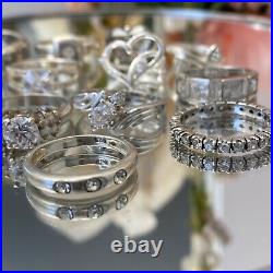 LOT of 13 Vintage Sterling Silver Cubic zirconia rings 44. G ESTATE