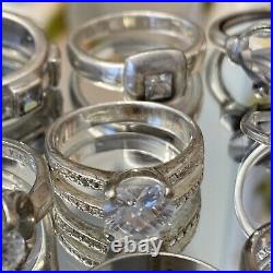 LOT of 13 Vintage Sterling Silver Cubic zirconia rings 44. G ESTATE