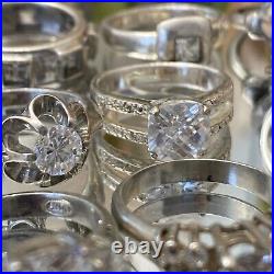 LOT of 13 Vintage Sterling Silver Cubic zirconia rings 44. G ESTATE