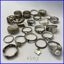 LOT of 22 Vintage Sterling Silver Cubic Zirconia Gemstone Rings ESTATE