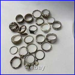 LOT of 22 Vintage Sterling Silver Cubic Zirconia Gemstone Rings ESTATE