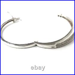 Ladies Silver Bangle Hinged White Cubic Zirconia 925 Sterling Silver 15.3g