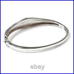 Ladies Silver Bangle Hinged White Cubic Zirconia 925 Sterling Silver 15.3g