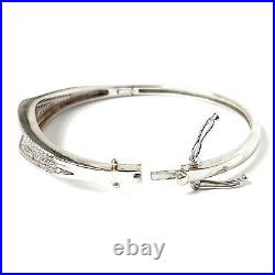 Ladies Silver Bangle Hinged White Cubic Zirconia 925 Sterling Silver 15.3g