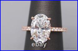 Large Cubic Zirconia Rose Gold Vermeil Sterling Silver Ring Size 5