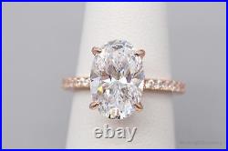 Large Cubic Zirconia Rose Gold Vermeil Sterling Silver Ring Size 5