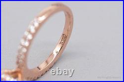 Large Cubic Zirconia Rose Gold Vermeil Sterling Silver Ring Size 5