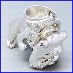 Large Heavy 925 Solid Sterling Silver Cubic Zircon English Bull Dog Pendent 1069
