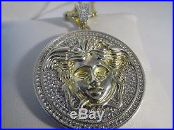 Large Medusa Necklace Gold and 925 Silver 200 Cubics 29 L SAVE! #983