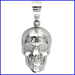 Large Skull Pendant with Cubic Zirconia in Sterling Silver