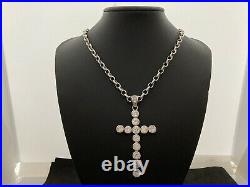 Large Sterling Silver Cubic Zirconia Cross with Sterling Silver Chain