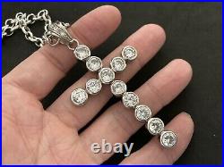 Large Sterling Silver Cubic Zirconia Cross with Sterling Silver Chain