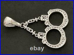 Large Sterling Silver Cubic Zirconia Handcuff Pendant. Full UK Hallmark