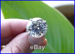 Large Vintage Round Brilliant Cut Cubic Zirconia Ring Sterling Silver size 7