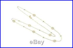 Latelita 925 Sterling Silver Gold Long Necklace Oval Disc Cubic Zirconia 90cm