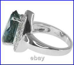 London Blue Topaz Pear Gemstone Cubic Zirconia Halo Sterling Silver 925 Ring